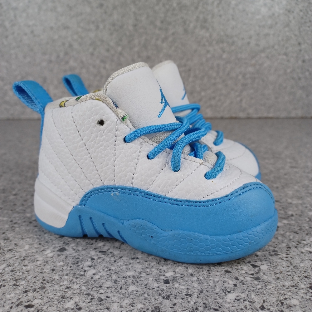 Nike Air Jordan 12 Retro Emoji Blue White Toddler Kids Sneakers Shoes 5C